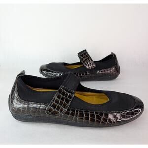 Women's Helle Comfort Lidia Faux Reptile Mary Janes Shoes Black Size 39/8.5 US